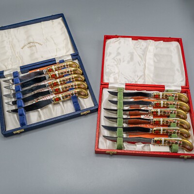 READ Royal Crown Derby Old Imari Fruit Knife in Box Set of 11- 7'' -FREE USA SHIP