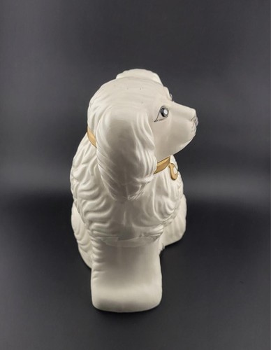 Estatuilla de perro blanco de cerámica de Staffordshire de 8" - Imagen 6 de 21