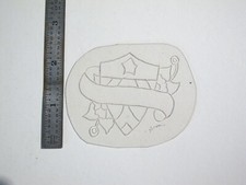 vtg 1960s 1970s Tattoo Flash acetate stencil Military Shield Banner signed MIL2