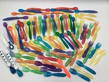 90 Colorful Baby Utensils Lot Fork Spoon Munchkin Gerber First Years Take Toss