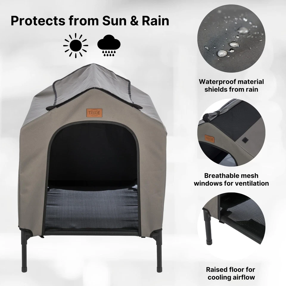 2-in-1 Dog House and Bed - Elevated Indoor/Outdoor Tent with Removable Cover ... - Image 4 of 4