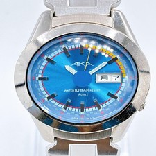 SEIKO ALBA AKA V743 5A10 Wrist 19cm 7.5in Watch Blue Dial Day Date Japan