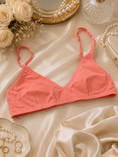 Sloggi Women’s Soft Cup Wireless Bra Peach Cotton Adjustable Straps sz us34b