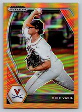 Mike Vasil 2021 Panini Prizm Draft Picks Neon Orange Prizm 42/50 Virginia