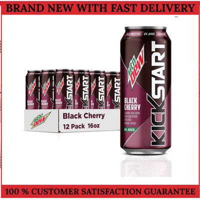 Mountain Dew Kickstart, Black Cherry, 92mg Caffeine, Vitamins B & C, (12 Count)