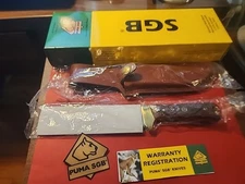 Puma SGB Big Bear Bowie Brown Jigged Bone Hunting Knife with Leather Sheath  New