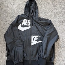 Nike Windbreaker/Windrunner L Black White Split Swoosh Jacket woman