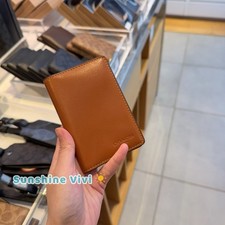 NWT Coach CJ728 Id License Credit Card Wallet Leather Amber Brown