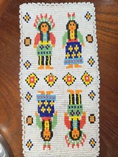 Vintage Native American Beaded Wallet Leather Pictorial Coin Purse