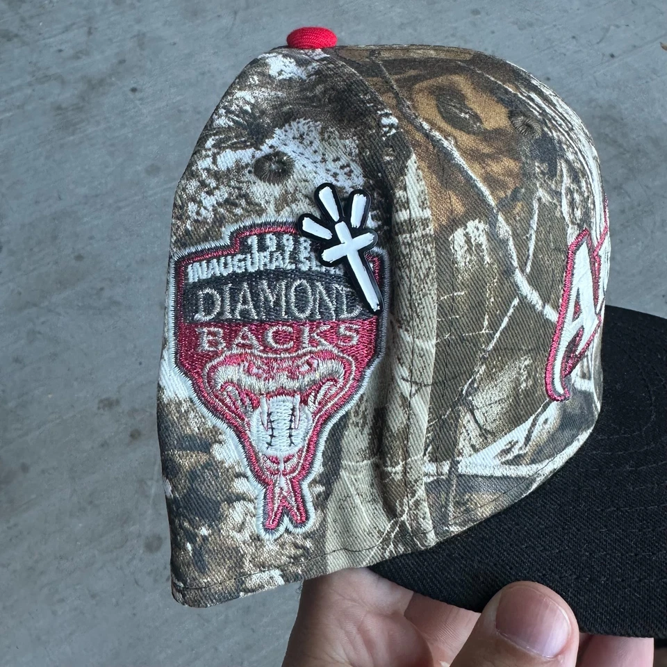 7 3/4 Arizona Diamondbacks Real Tree Camo Hat Club 59FIFTY 1999 Inaugural Script - Image 2 of 3