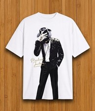 Michael Jackson T-Shirt White King of Pop Graphic Tee Cotton  150426N04