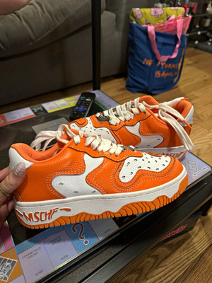 MSCHF Orange/White Colorblock Low Top Lace-Up Athletic Sneaker Women s 5.5