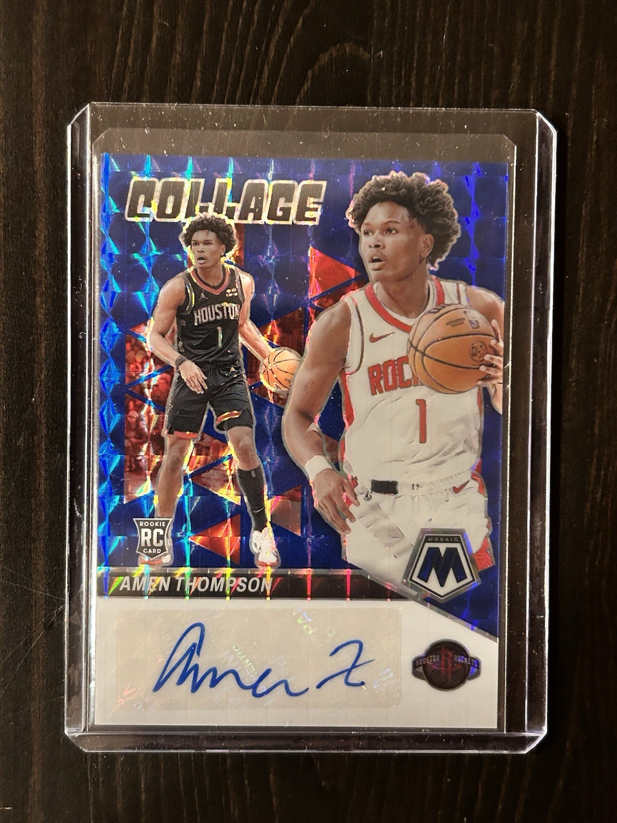 2023-24 Panini Mosaic Amen Thompson Blue Collage Auto /49 RC Rookie Card #CM-AMN