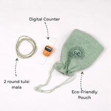 Tulsi Japa Mala 108 Beads with Digital Counter Meditation Prayer Kit Set