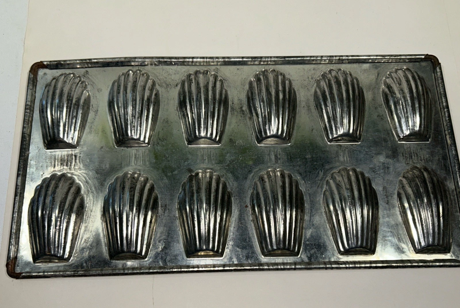 Vintage French 12 Madeleine Cake Tart Tin Mould Mini Moulds Pan Shape Antique