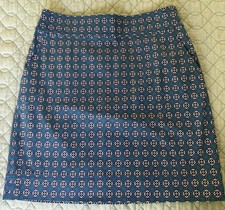 Talbots Women s Size 8 Blue Geometric Print A-Line Skirt Knee Length Pockets EUC