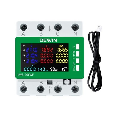 DEWIN Stromzähler 3 Phasen Wlan, KWS-306WF Tuya WiFi Stromzähler 3 Phasig 4 Leit