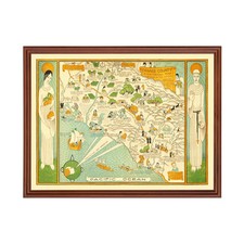 Old Map of Orange County, CA 1929 - Vintage California Art