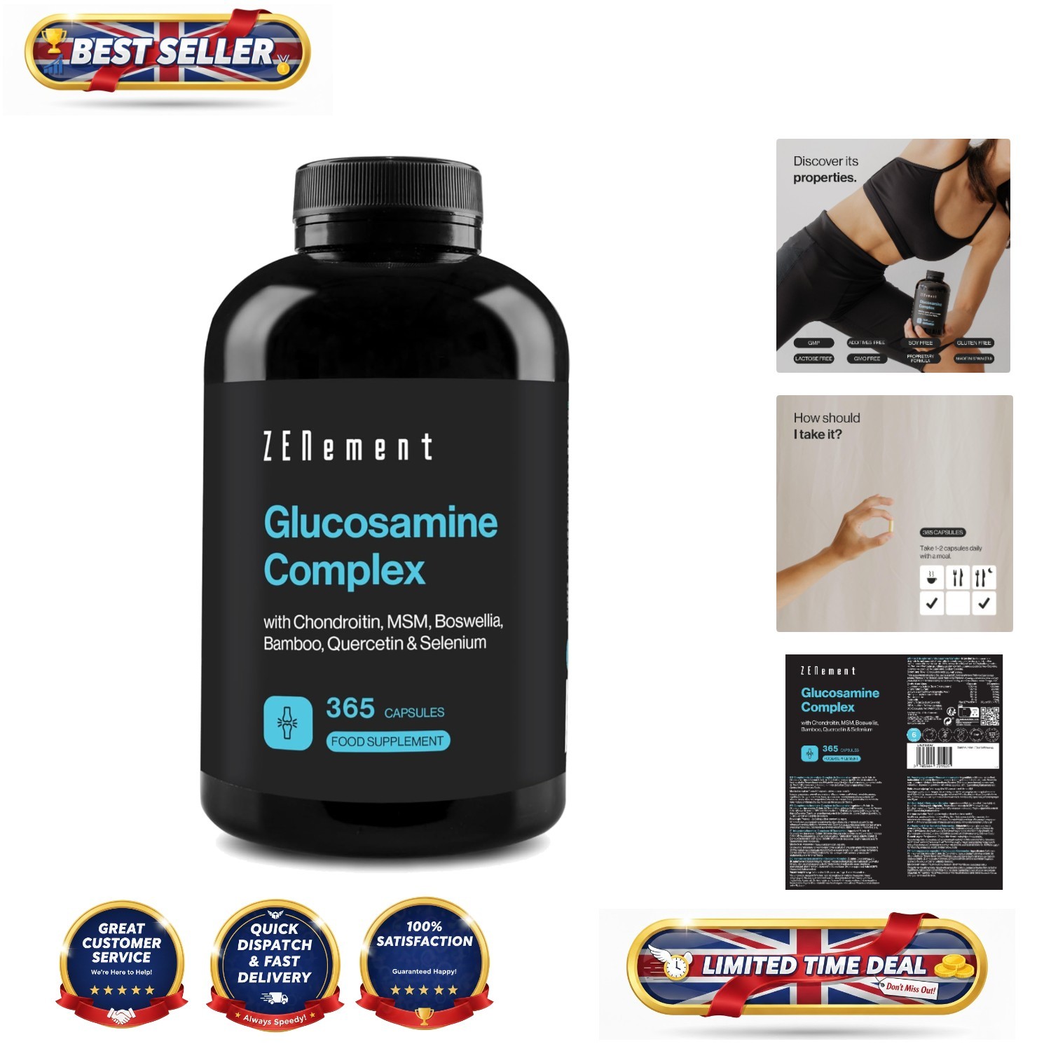 Non-GMO Glucosamine & Chondroitin Capsules - 365 Count for Inflammation Relief