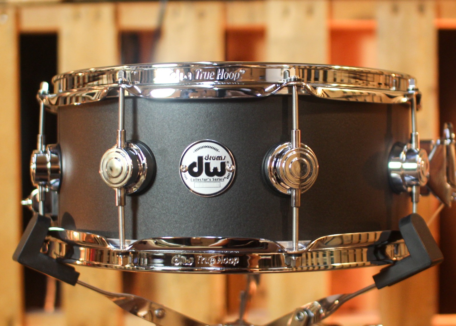 DW 5.5x13 Collector's 3mm Black Powder Coated Aluminum Snare Drum