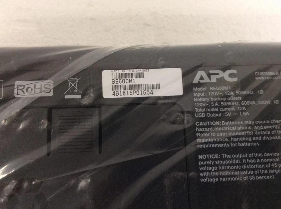 NEW APC BE600M1 7 Outlets Uninterruptible Power Supply 330W With Batteries - Image 4 of 4