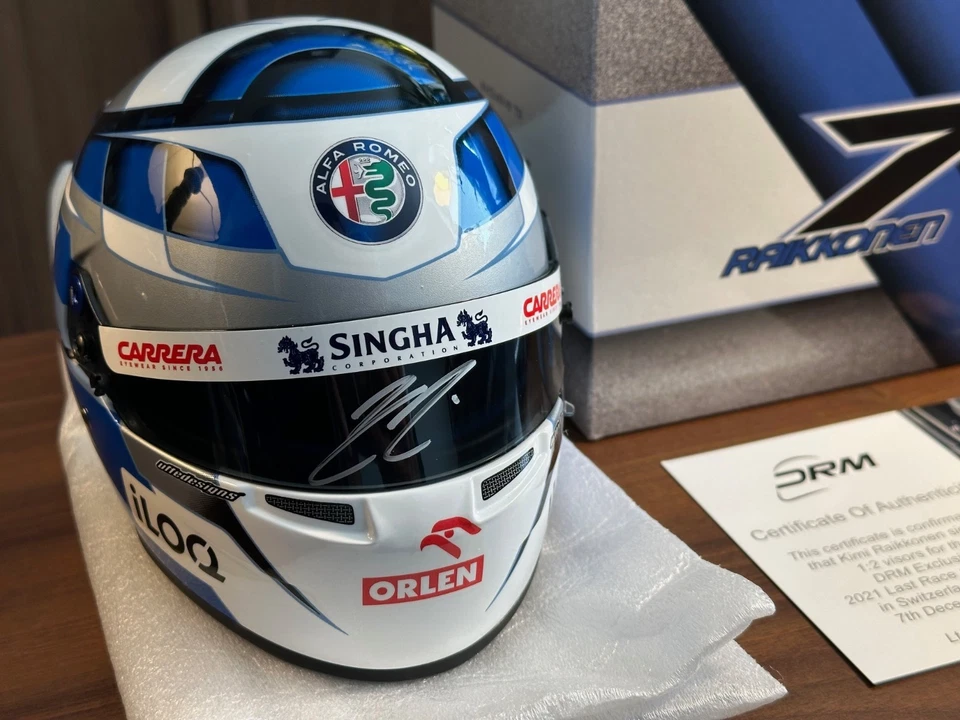 Kimi Raikkonen 1:2 Helmet Alfa Romeo F1 Formula 1 Last Race Abu D Signed Auto - Image 2 of 4