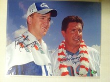 Autograph Peyton Manning, Dan Marino  8x10 color photo w/co