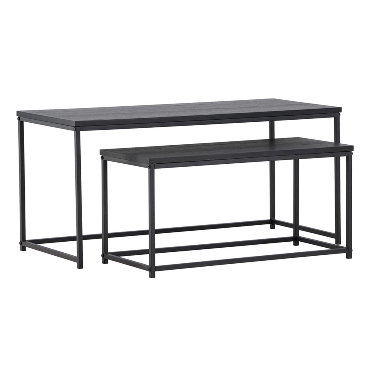 Table basse gigogne noire Mallan lot de 2 de 100cm pour le salon