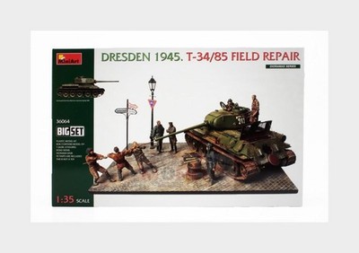 1:35 MINIART Tank Diorama T34/85 Field Repair Military Dresden 1945 Kit MA36064