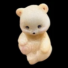 Fenton Glass Hand Painted Signed Glitter Sitting Bear 3.5” VTG