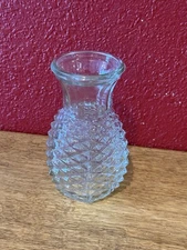 FTD Glass VASE #6 Clear 1985 Diamond Point Pineapple Shaped Hexagon 5¾” h