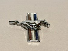 Vintage Ford Mustang Running Pony Tribar Fender Emblem Badge 1960s Chrome