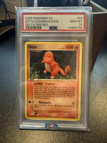 Pokemon Tcg PSA 10 Gem Mint Ditto Charmander 61 EX Delta Species Non-holo Card