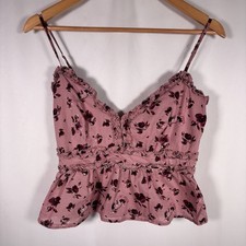 Y2K Babydoll Crop Top Womens Medium Floral Fairy Grunge Coquette Ruffle