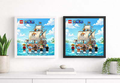 Lego One Piece Going Merry 75639 Display Rahmen mit Custom Hintergrund