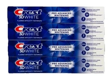 Crest 3D White Pro-Advanced Whitening Toothpaste, 5.2 oz 4ct-Tubes, Exp 08/2028