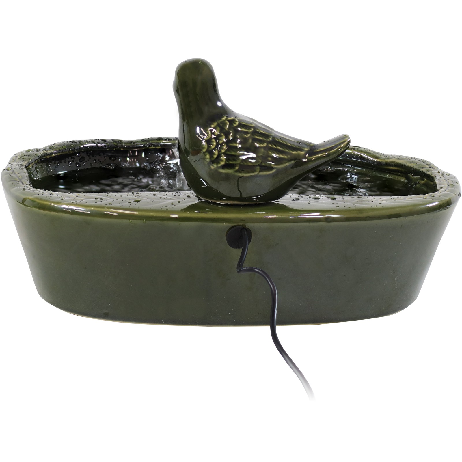 Dove Glazed Ceramic Outdoor Solar Water Fountain - 7 in by Sunnydaze