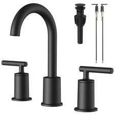 Matte Black Bathroom Faucet 3 Hole Widespread with Easy Installation, 2-Handle