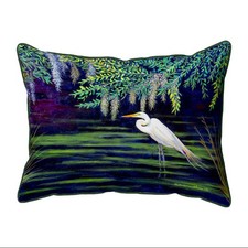 Betsy Drake Egret Lagoon Large Indoor Outdoor Pillow 16x20