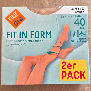 nur die Fit in Form Stützstrumpfhose 40 DEN semi blickdicht Amber L 2 Paar