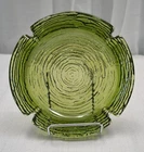 Vintage Anchor Hocking Soreno Avocado Green Ribbed Glass Ashtray 6” Diameter