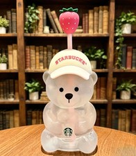 2026 New Starbucks Bearista Bear Cup Tumblers Strawberry Topper Baseball cap