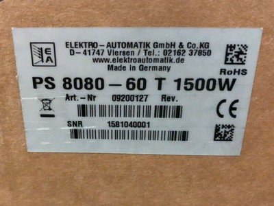 NEW EA LAB POWER SUPPLY PS 8080-60 T 2U 19'' 2U 1500W - 2050002765559