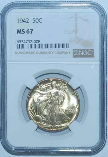 1942 NGC MS67 Walking Liberty Half Dollar