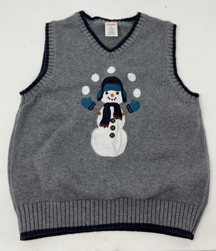 Gymboree 3t Jungen Pullover Weste Grau Schneemann  - Bild 1 von 4