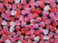 GUM DROPS REALISTIC PINK WHITE CANDY TREATS COTTON FABRIC FQ