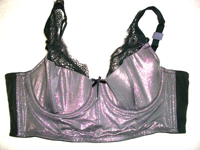 NEW CACIQUE 40C LANE BRYANT SILVER LIGHTLY LINED FRENCH BALCONET U/W BONED BRA