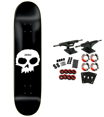 Zero Skateboard Complete Single Skull Logo Black/White 8.62''