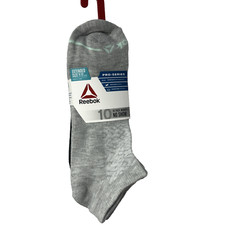 Reebok Womens 9-12 No Show Cut Socks Pro Series  10 Pack  Gray Black