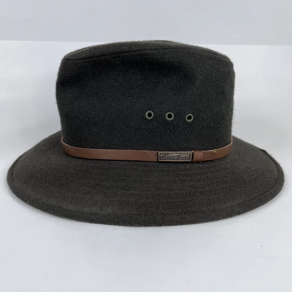 VINTAGE Eddie Bauer Hat Mens Small Green Wool Blend Fedora Hiking Camping USA - Image 2 of 4